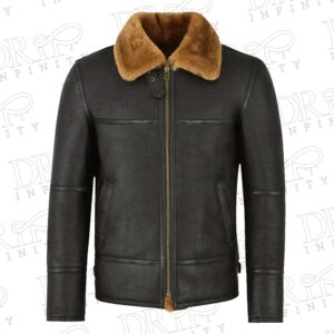 Men's Shearling Aviator Black Leather Jacket