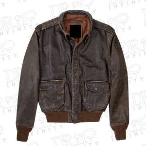 DRIP INFINITY: Battleworn A-2 Brown Leather Bomber Jacket