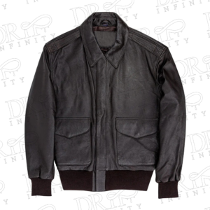 DRIP INFINITY: Alpha Black Goatskin Modern A-2 Bomber Leather Jacket