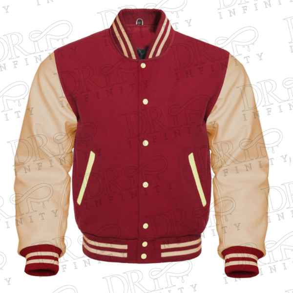 DRIP INFINITY: Red & Cream Varsity Letterman Jacket