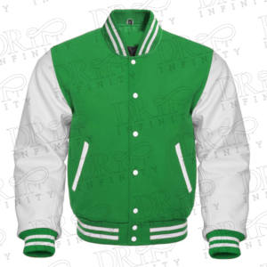 DRIP INFINITY: Green & White Varsity Letterman Jacket