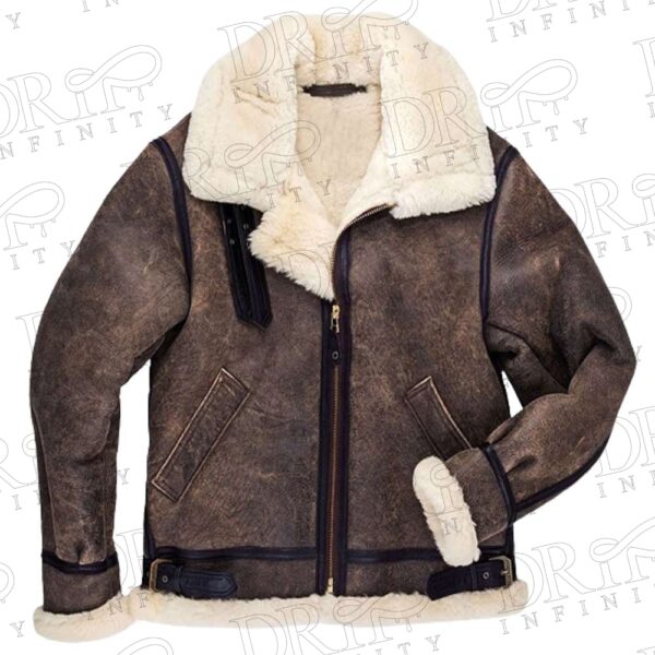Men's Vintage Brown Distressed Shearling Leather Jacket