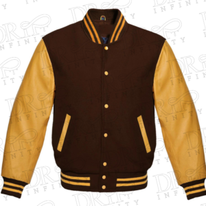 DRIP INFINITY: Brown & Gold Varsity Letterman Jacket