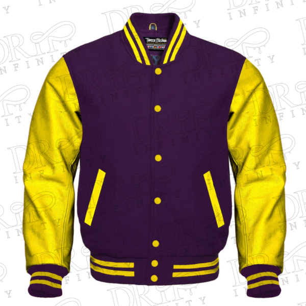 DRIP INFINITY: Purple & Yellow Varsity Letterman Jacket