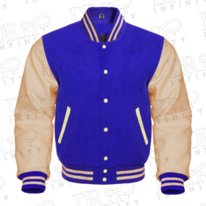 DRIP INFINITY: Blue & Cream Varsity Letterman Jacket