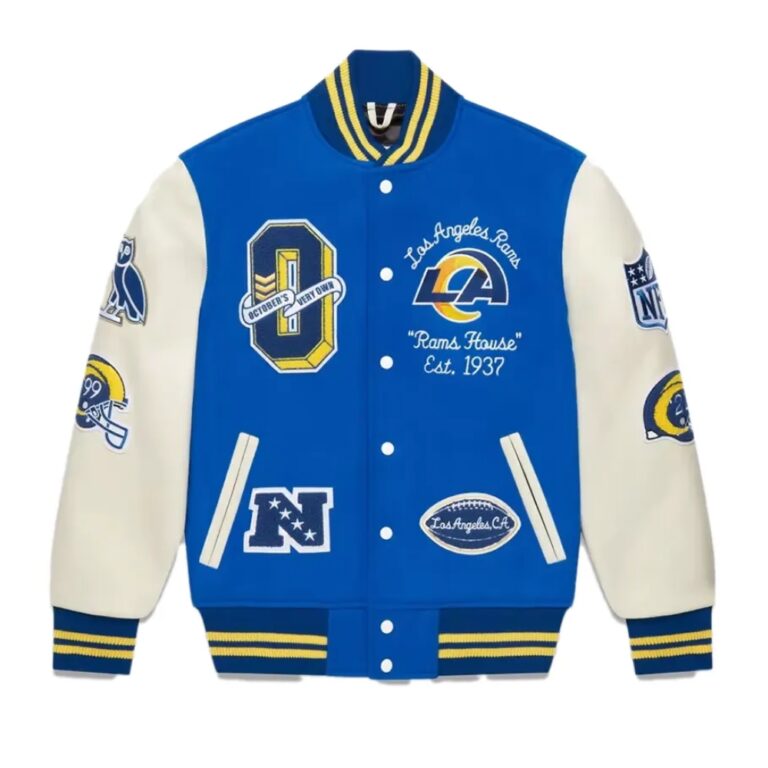 DRIP INFINITY: OVO x NFL Los Angeles Rams Varsity Jacket