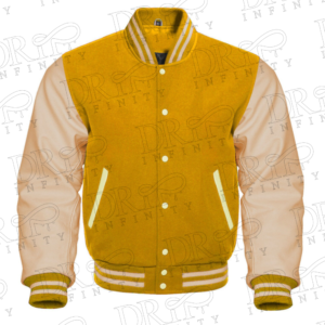 DRIP INFINITY: Yellow & Cream Varsity Letterman Jacket