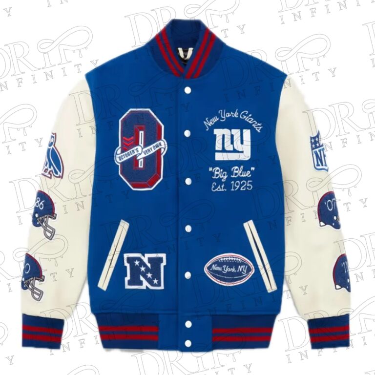 DRIP INFINITY: OVO x NFL New York Giants Varsity Jacket