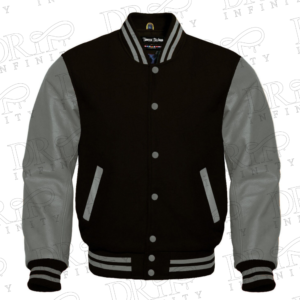 DRIP INFINITY: Black & Gray Varsity Letterman Jacket