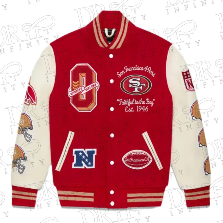 DRIP INFINITY: OVO x NFL San Francisco 49rs Varsity Jacket