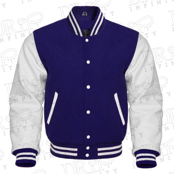 DRIP INFINITY: Royal Blue & White Varsity Letterman Jacket