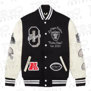 DRIP INFINITY: OVO x NFL Las Vegas Raiders Varsity Jacket