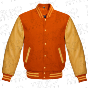 DRIP INFINITY: Orange & Gold Varsity Letterman Jacket
