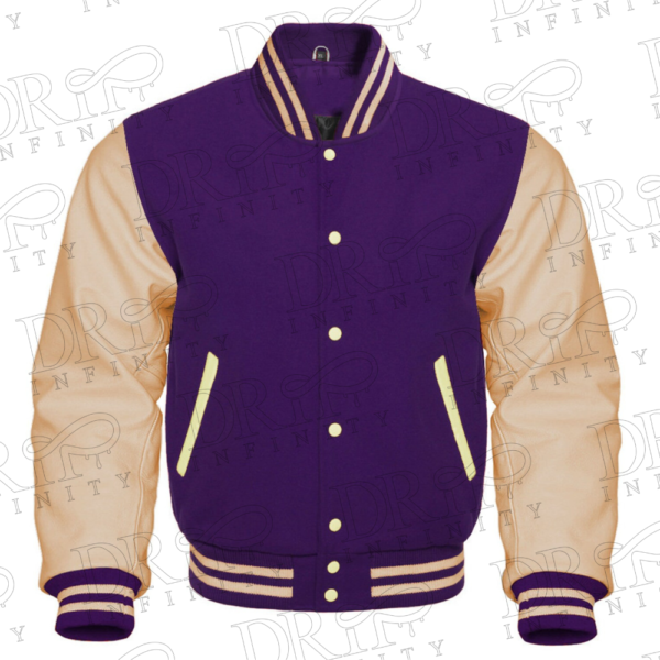 DRIP INFINITY: Purple & Cream Varsity Letterman Jacket