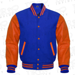 DRIP INFINITY: Blue & Orange Varsity Letterman Jacket