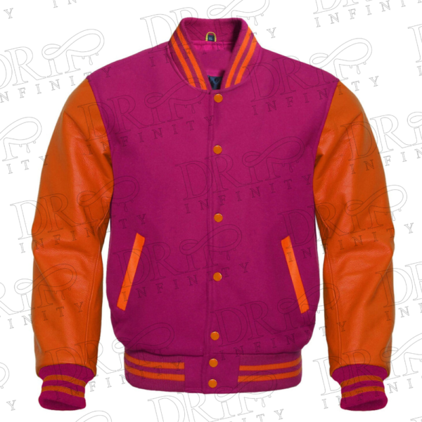 DRIP INFINITY: Burgundy & Orange Varsity Letterman Jacket