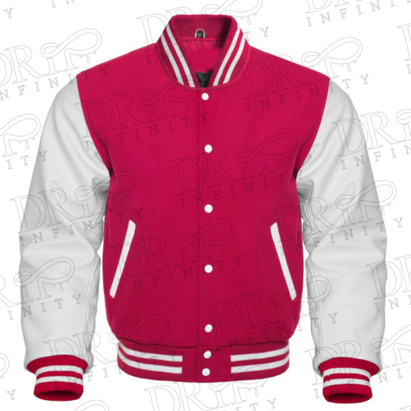 DRIP INFINITY: Hot Pink & White Varsity Letterman Jacket