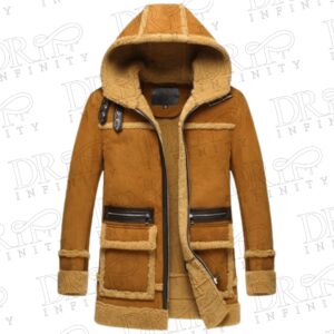 Men’s Designer Sheepskin Shearling Hooded Coat 1