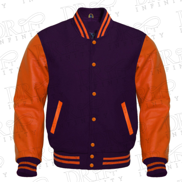 DRIP INFINITY: Purple & Orange Varsity Letterman Jacket