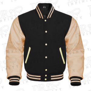 DRIP INFINITY: Black & Cream Varsity Letterman Jacket