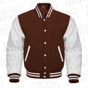 DRIP INFINITY: Brown & White Varsity Letterman Jacket