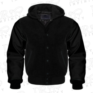 DRIP INFINITY: Men’s Black Hooded Varsity Jacket