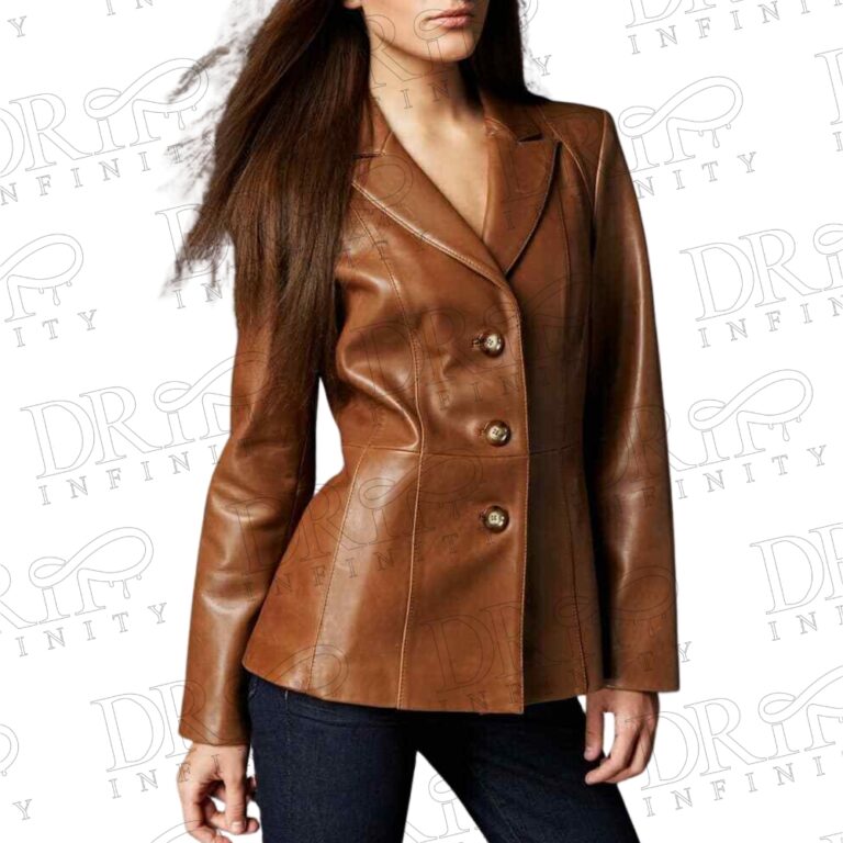 DRIP INFINITY: Women's Brown Slim fit Leather Blazer