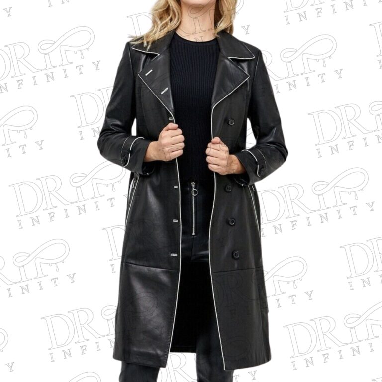 DRIP INFINITY: Women's Black Lambskin Leather Over Coat 