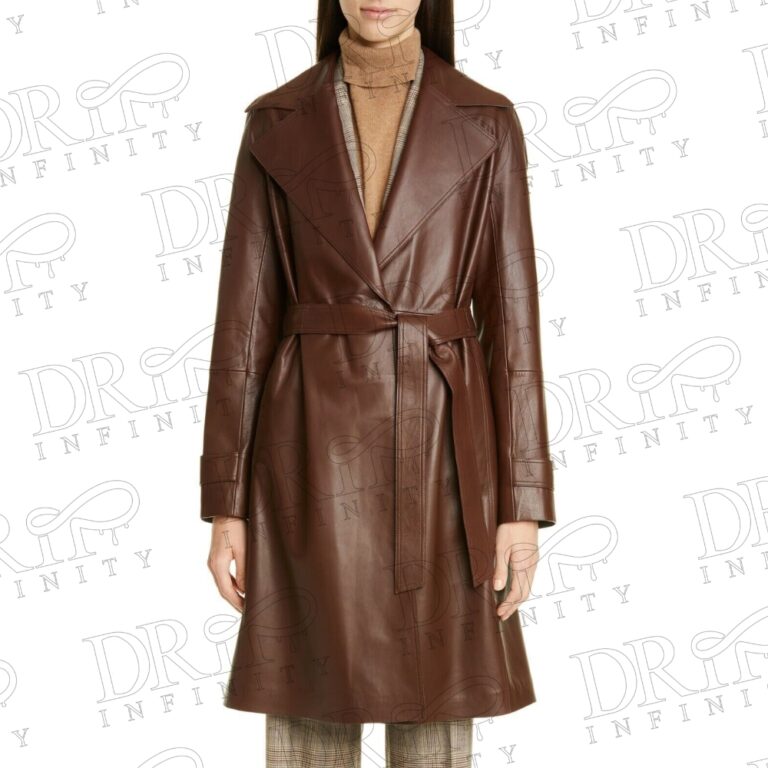 DRIP INFINITY: Women's Lambskin Leather Brown Long Coat