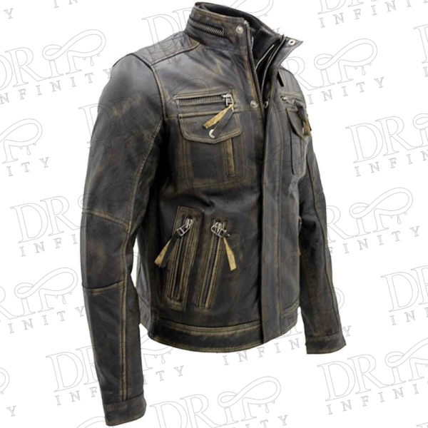 DRIP INFINITY: Men's Distressed Brown Vintage Café Racer Real Leather Jacket