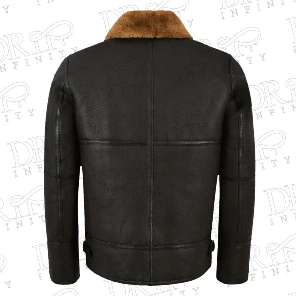 Men's Shearling Aviator Black Leather Jacket ( Back )