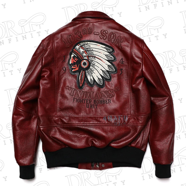DRIP INFINITY: A2 Flying Pilot Genuine Leather Bomber Jacket (Back)
