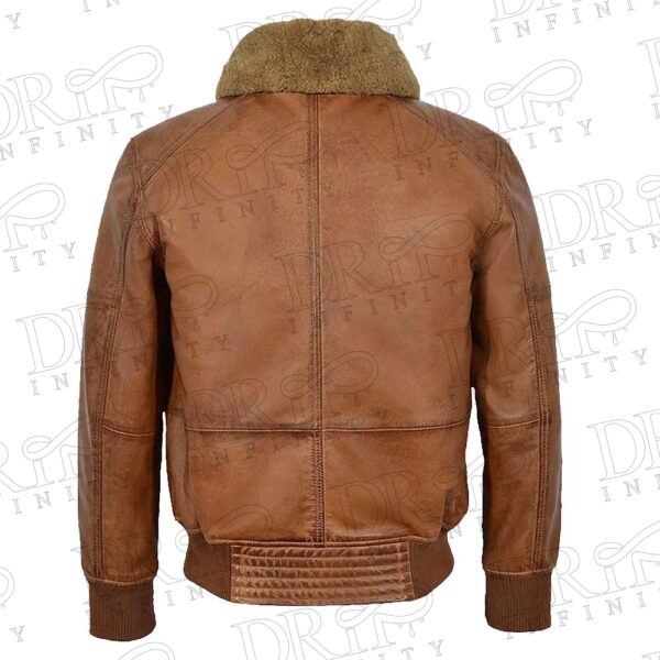 Men's Brown VTG Shearling Bomber Leather Jacket ( Back )