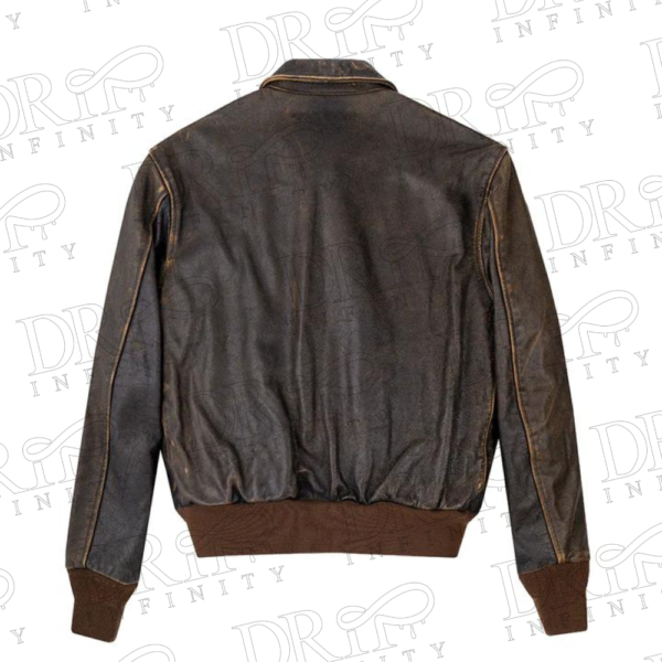 DRIP INFINITY: Battleworn A-2 Brown Leather Bomber Jacket ( Back )