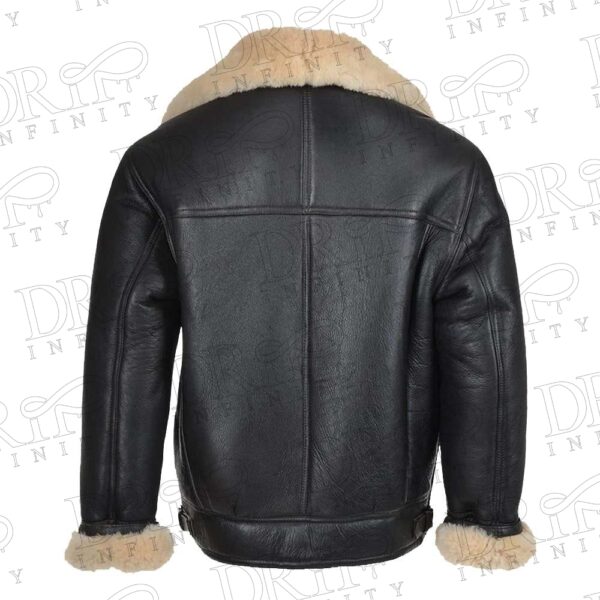 Men's Shearling Black Leather Jacket (USA Pilot) (Back)