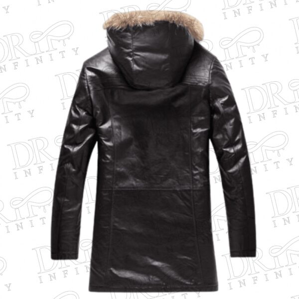 Men’s Black Hooded Shearling Sheepskin Coat ( Back)