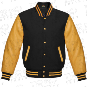 DRIP INFINITY: Black & Gold Varsity Letterman Jacket