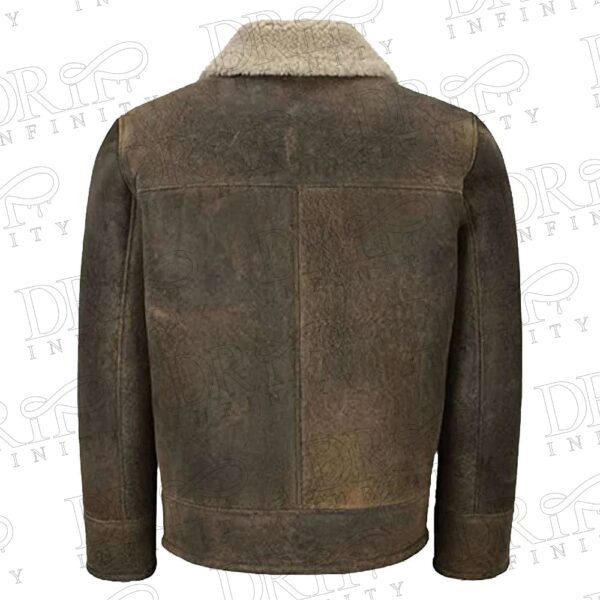 Men's Shearling Leather Jacket (Dirty Beige) Back