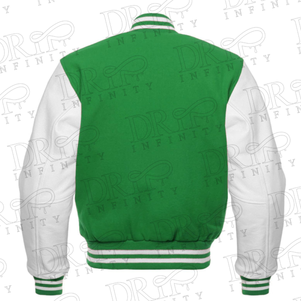 DRIP INFINITY: Green & White Varsity Letterman Jacket (Back)
