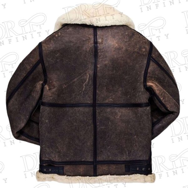 Men's Vintage Brown Distressed Shearling Leather Jacket ( Back )