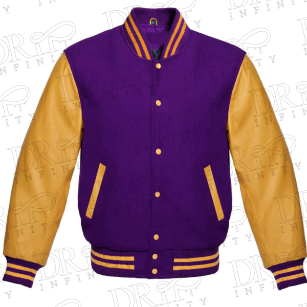DRIP INFINITY: Purple & Gold Varsity Letterman Jacket