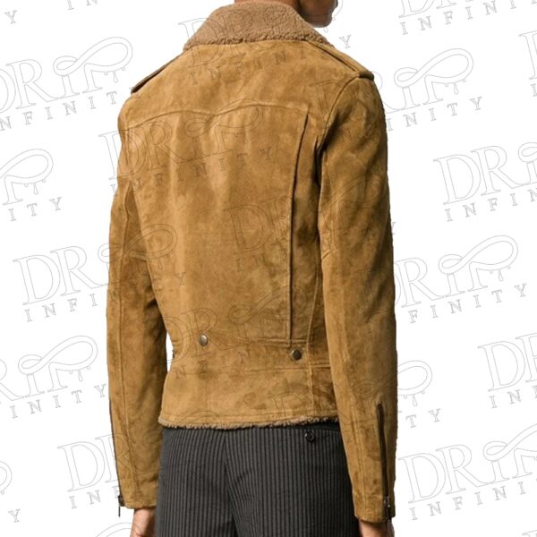 Men's Shearling Suede Leather Jacket ( Back )