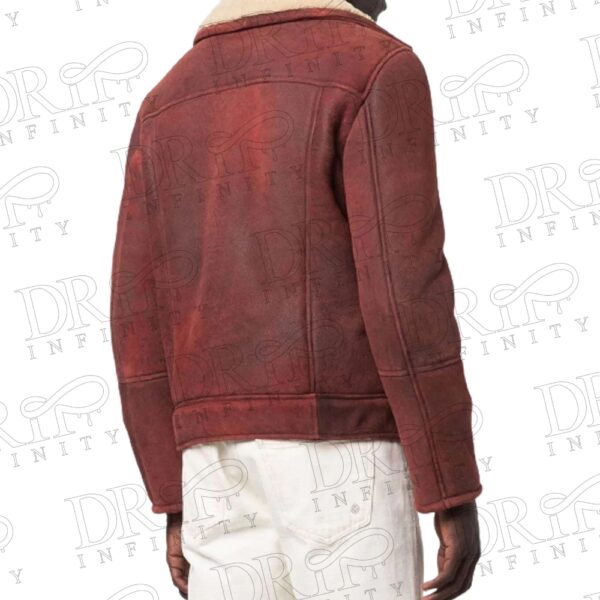 Men's Red Wine Shearling Suede Leather Jacket ( Back )