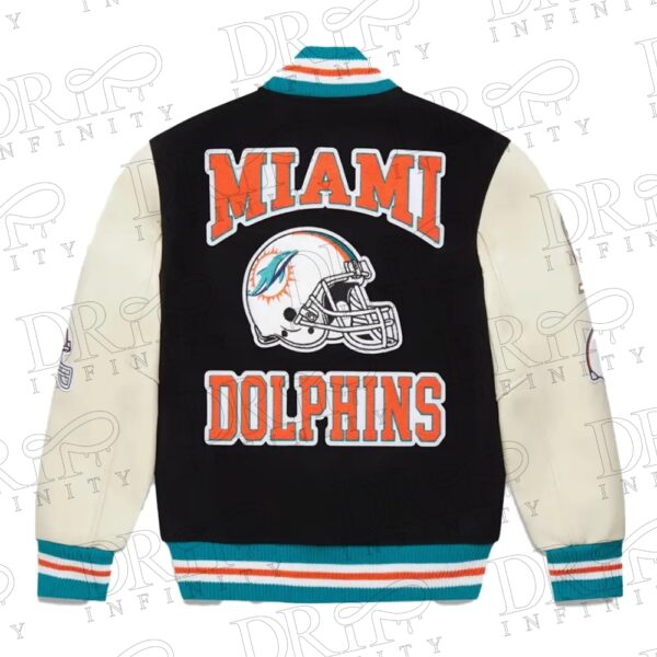 DRIP INFINITY: OVO x NFL Miami Dolphins Varsity Jacket ( Back )
