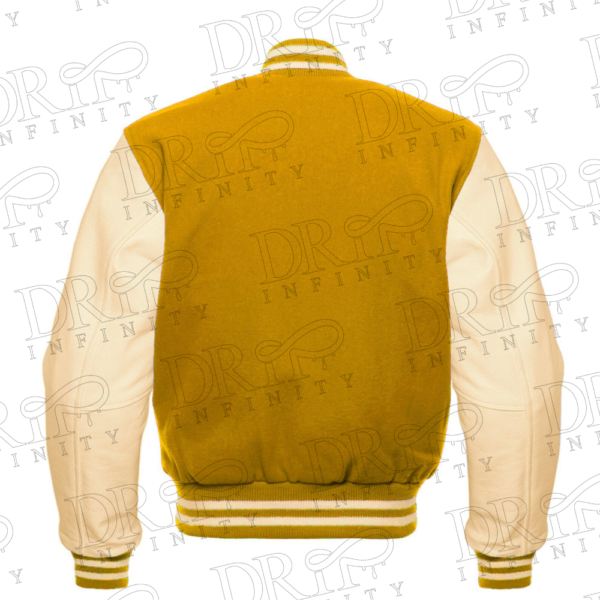 DRIP INFINITY: Yellow & Cream Varsity Letterman Jacket (Back)