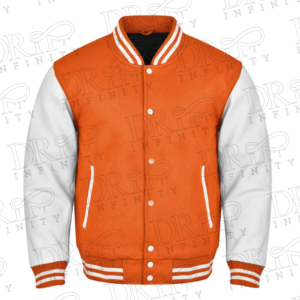DRIP INFINITY: Orange & White Varsity Letterman Jacket
