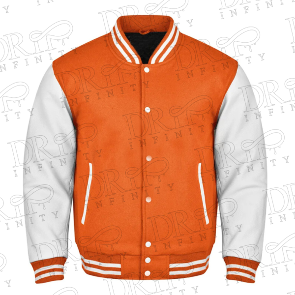 DRIP INFINITY: Orange & White Varsity Letterman Jacket