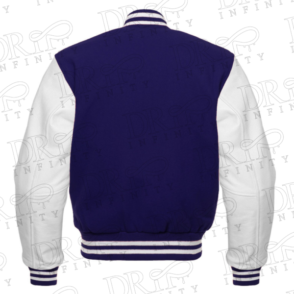DRIP INFINITY: Royal Blue & White Varsity Letterman Jacket (Back)