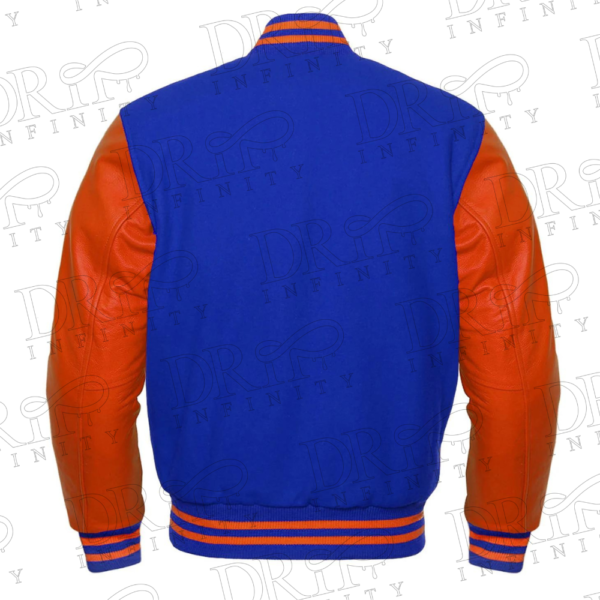 DRIP INFINITY: Blue & Orange Varsity Letterman Jacket (Back)