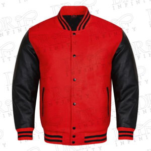 DRIP INFINITY: Red & Black Varsity Letterman Jacket